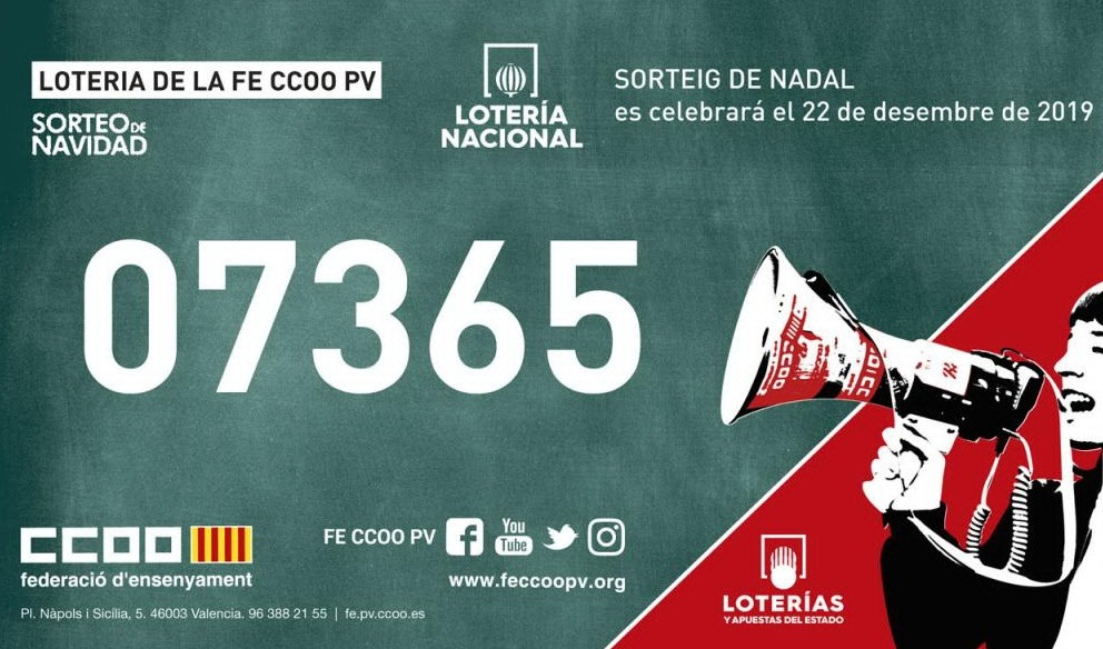 2019 11 05 Numero loteria navidad CCOO 2019 participacion